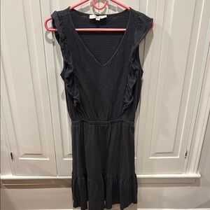 LOFT Black V-Neck Flutter Sleeve Mini Dress